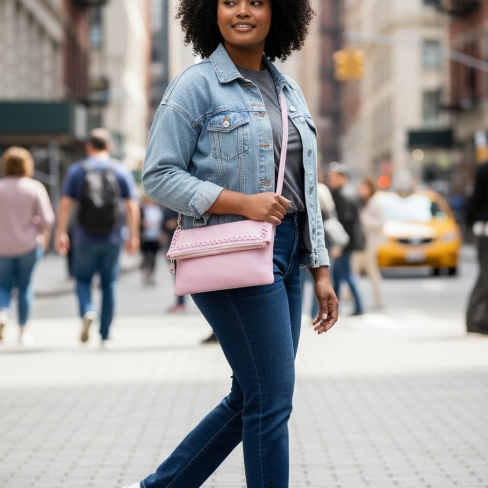SALE!! Soft Pink Leather Go Anywhere Crossbody Bag by Isabelle - Picture 3 of 6